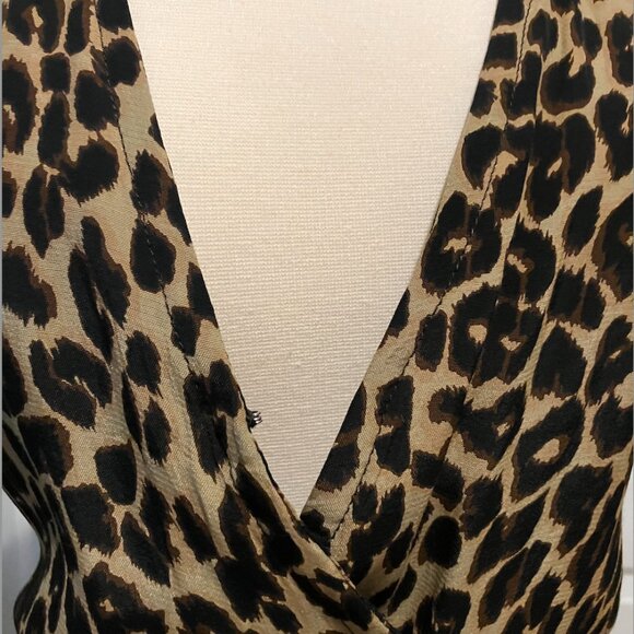 Faithfull The Brand Leopard Print Wrap Midi Dress Size 2 - Picture 5 of 5